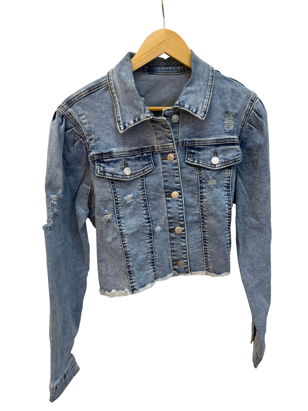 Chaqueta de Mezclilla Cropped – Estilo Desgastado