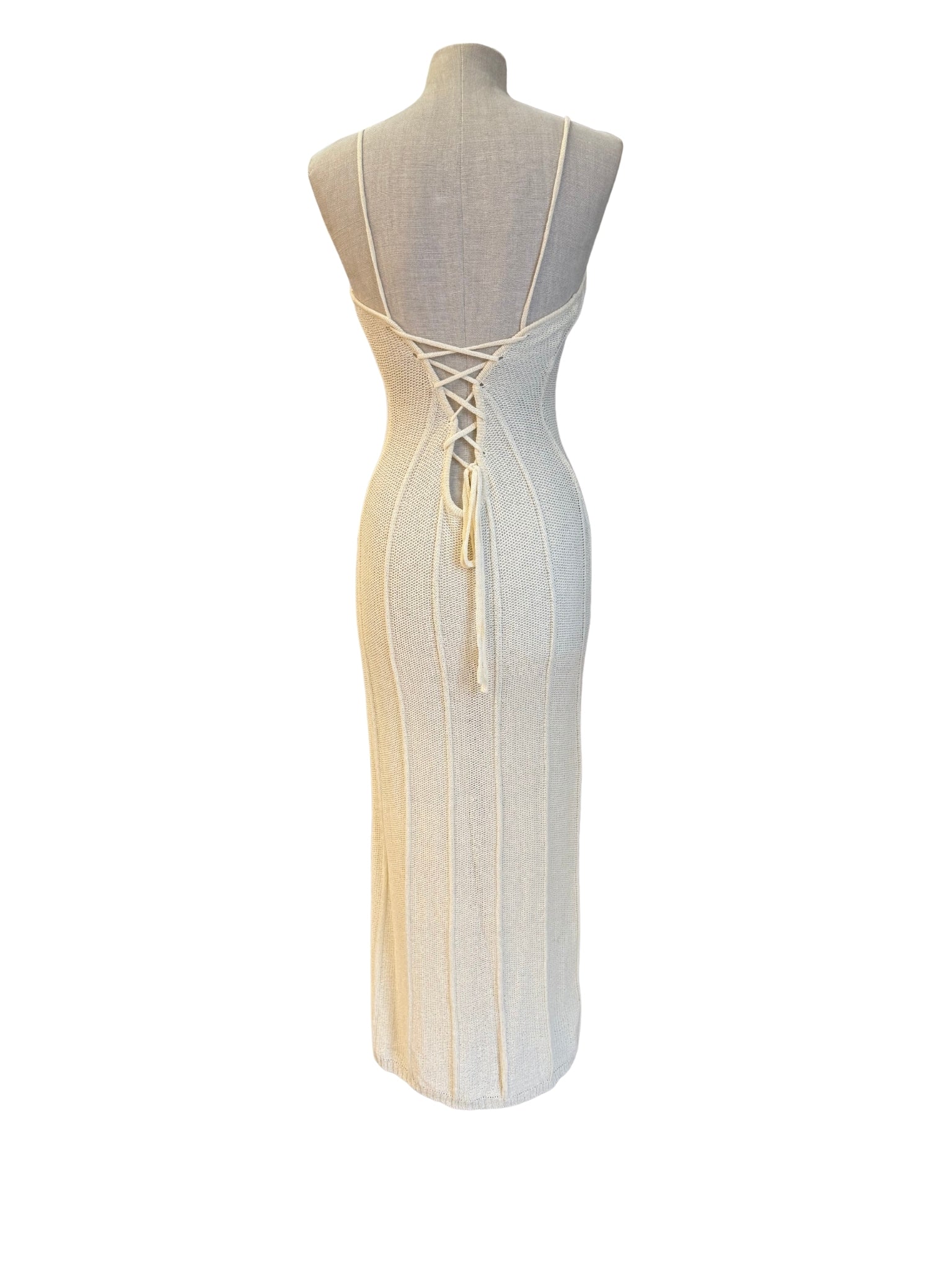 Vestido de Playa Tejido – Unitalla en Color Beige