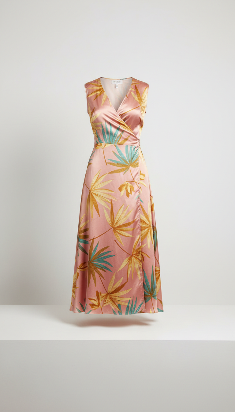 Vestido de lino con corte envolvente