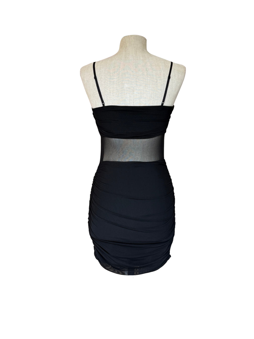 Vestido Mini con Transparencia – Negro