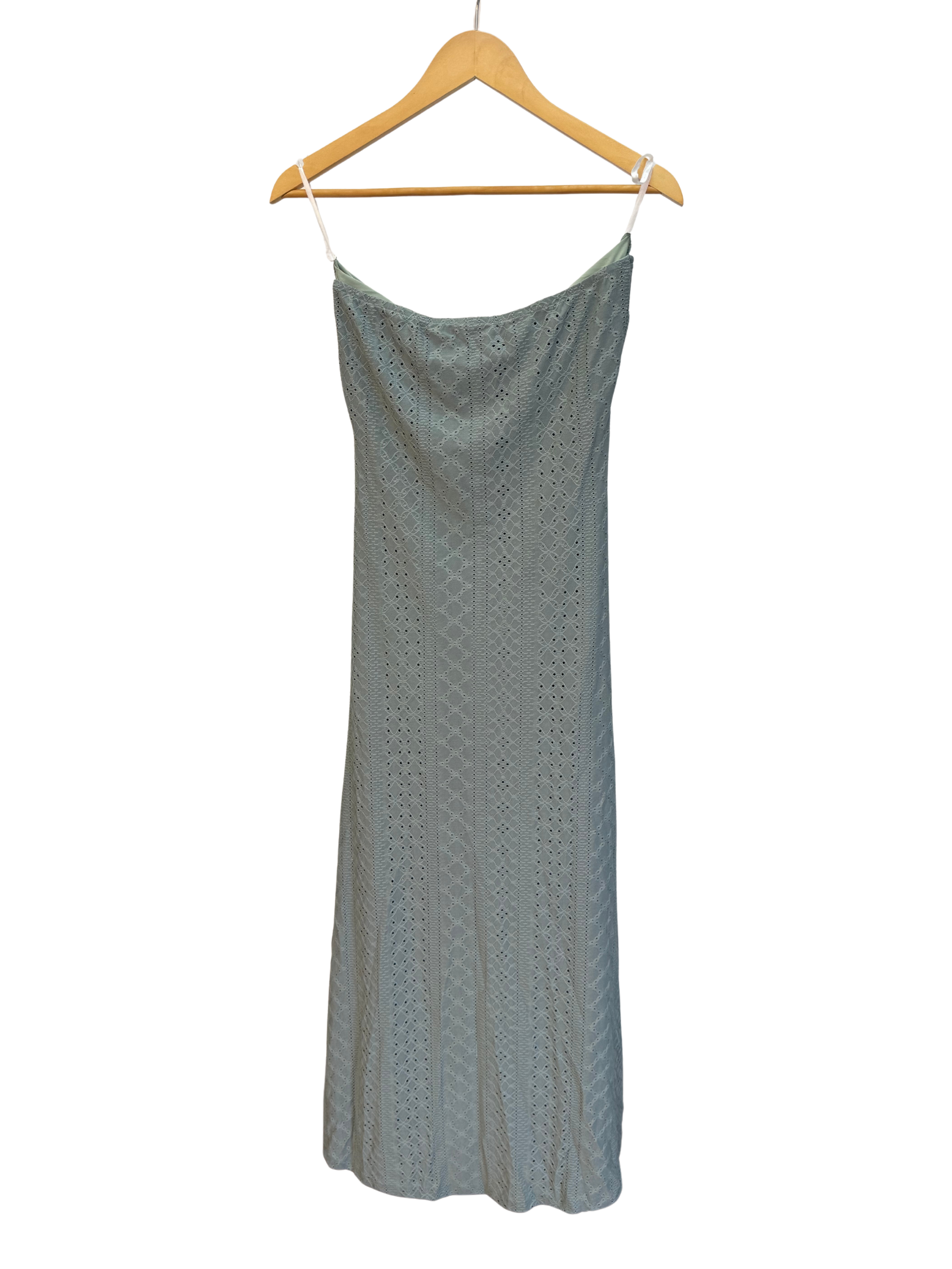 Vestido Largo con Drapeado Frontal – Verde Sage