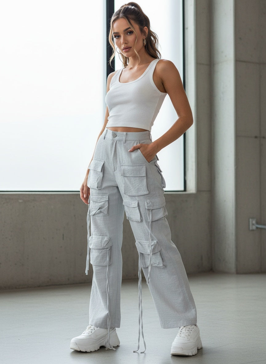 Pantalón Cargo Gris – Estilo Urbano y Funcional 🩶✨