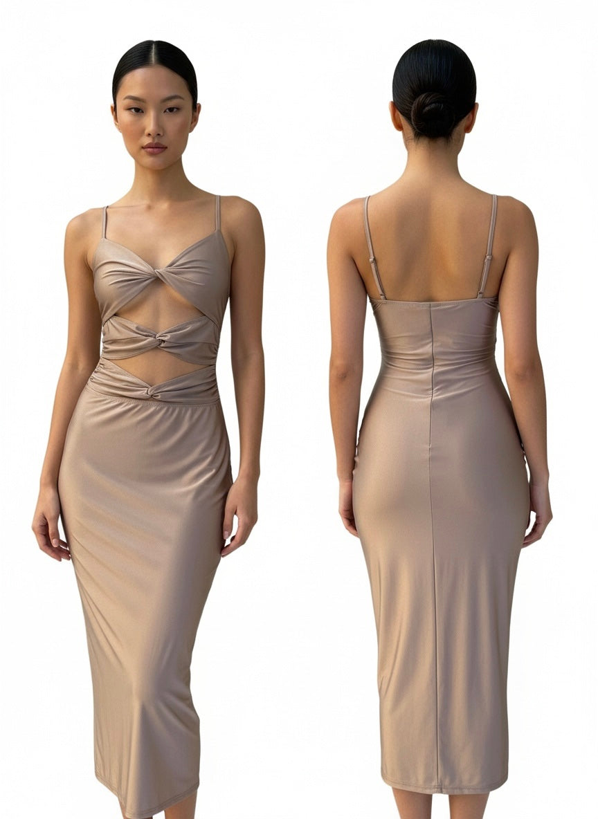 Vestido Midi Cut Out – Color Taupe