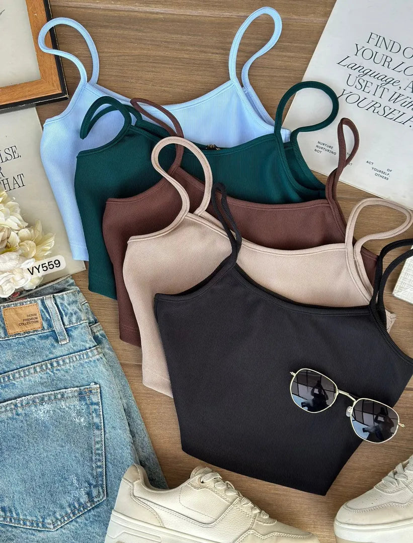 Crop Top Rib de Tirantes